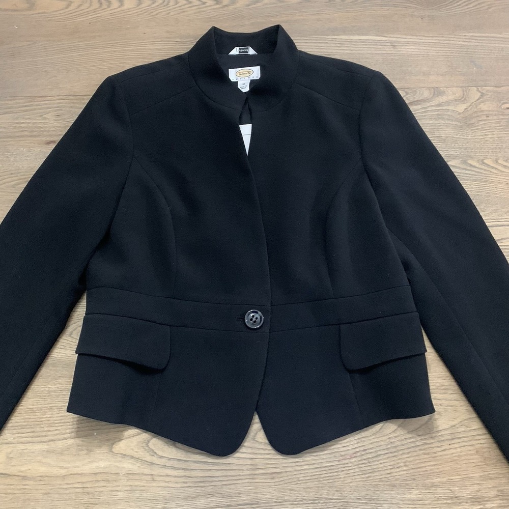 Talbots Petites Black One Button Career Blazer Jacket Stretch Size 16P NWT - Picture 2 of 9